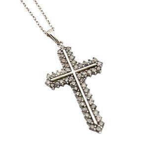 Shimmering 1/2 ct Diamond Cross Necklace - Sterling SIlver